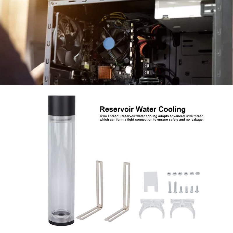 240mm Reservoir Water Cooling Cylindrical 4 Holes G1/4 Thread Acrylic