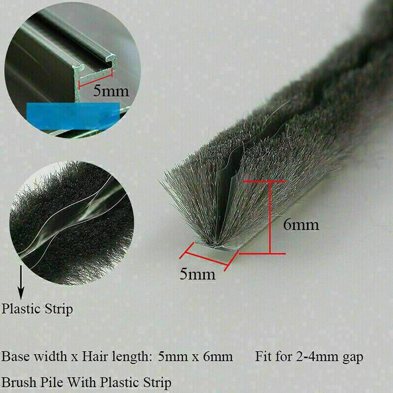 AcbbMNS 10M Pile Weatherstrip Brush Weather Stripping Seal Strip for