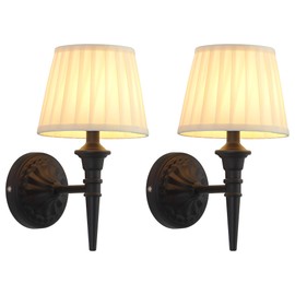 KDG Cordless Wall Sconces Set of 2, Small Wireless 5200mAh Rechargeable Battery Fabric LED Wall Lamps, Portables Lightings for Wall Painting, Living Room, Bedroom, Hallway, Gifts, Night Light (Black)