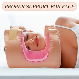 SAGUD Memory Foam Face Pillow for Side Sleeper Anti-Wrinkle Massage Bed Pillow with Soft Pillowcase Beauty Pillow for Sleeping Face Down, Gold