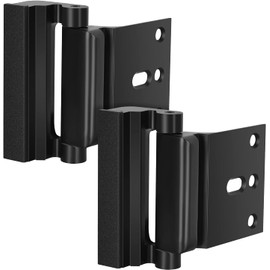 Home Security Door Lock, Childproof Door Reinforcement Lock with 3" Screws for Inward Swinging Door, Upgraded Night Lock to Defend Your Home (Black 2 Pack)