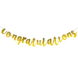 ALLY-MAGIC Gold Congratulations Bunting Banner, Congratulations Graduation Decorations for 2024 Retirement Anniversary Wedding Party Decorations Supplies Y6-ZHHF