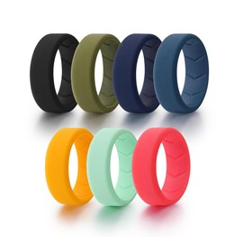 7 Pcs Silicone Rings Set Men Inner Arc Ergonomic Breathable Design Mens Women Rubber Wedding Bands 8mm Wide 2mm Thick (11)