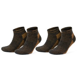 GoWith 2 Pairs Unisex Alpaca Wool Hiking Socks, Thermal Full Terry-Lined Soft Ankle Socks, Warm Alpaca-Merino Blend Low-Cut Socks, Anthracite-Orange, Small, Model: 6007