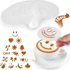Zulay Kitchen 16 Pcs Coffee Stencils for Latte Art - Coffee Making Accessories