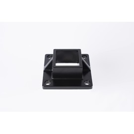 Floor Mount Post Flange for 2" Square Fence Post and Deck Railing, Heavy Duty, Aluminum, Black - Durable and Secure Installation Solution