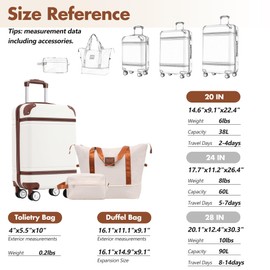 TREATLIFE HOME Hardshell Luggage Set with Carry-On Suitcase and Accessories, Vintage Style, 20-Inch, White