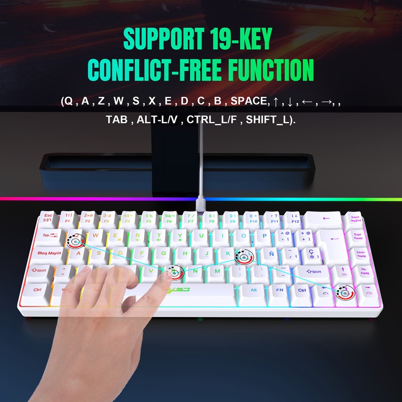 HXSJ V200 Wired K68 RGB Streamer Mini Gaming Keyboard 19-Key