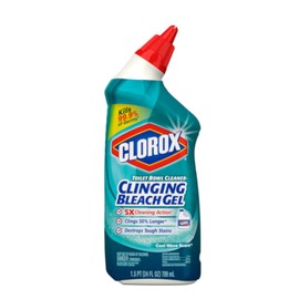 Clorox Toilet Bowl Cleaner, Clinging Bleach Gel, Cool Wave Scent, 24 Ounces