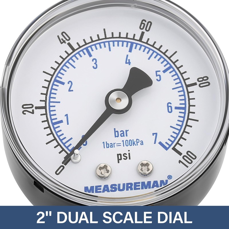 MEASUREMAN Air Over Water Test Regulator with Gauge, 2” Dial,