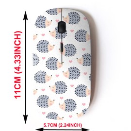 2.4G Wireless Mouse with Cute Pattern Design for All Laptops and Desktops with Nano Receiver - Cute Hedgehog Animal