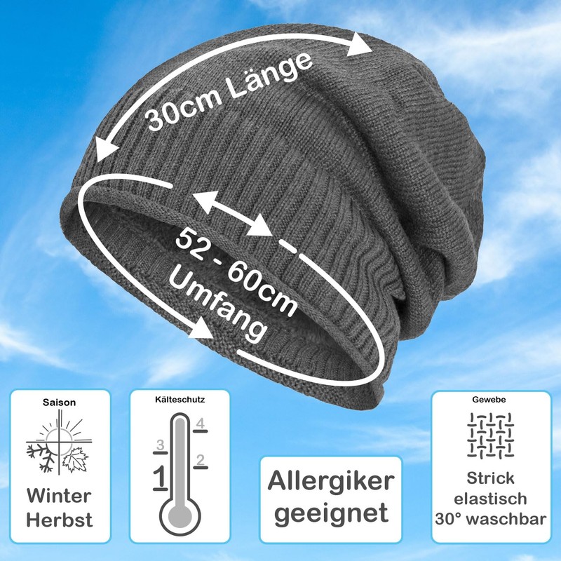 Compagno Lined Beanie Hat with Soft and Warm Teddy-fleece Lining