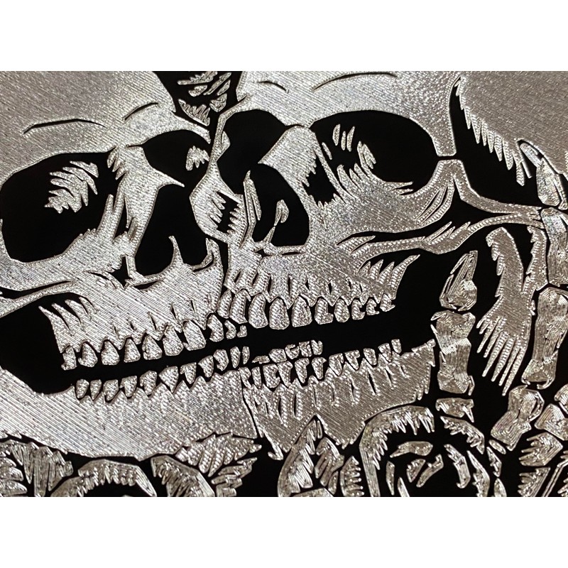 Engraved Skeleton Skull Lovers Car Tag Diamond Etched Vanity Front