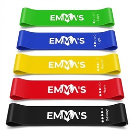 EMMA'S Ligas de Resistencia para Ejercicio Bandas Elásticas de Látex Natural 5 Niveles – Antideslizantes para Glúteos, Piernas y Brazos – Yoga, Pilate