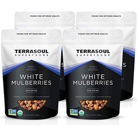 Terrasoul Superfoods Terrasoul Superfoods Organic Sun-dried White Mulberries, 4 Lbs (Pack of 4), Sweet Superfood Snacking, Smoothie Booster, and Nutrient-Packed Yogurt Topping