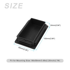METALLIXITY Rectangle End Caps (100x60mm) Set of 2 Plastic Rectangle Tube Insert Thread Ends Blanks Ranking Cap Protectors - Black for Furniture Table Chair Legs