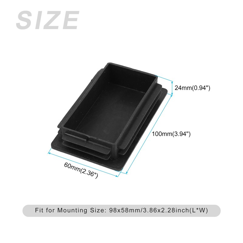 METALLIXITY Rectangle End Caps (100x60mm) Set of 2 Plastic Rectangle