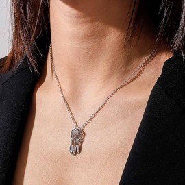 Xduargs Boho Dreamcatcher Necklace Choker Choker Tiny Dreamcatcher Pendant Necklace Vintage Dream Catcher Necklace Minimalist Dreamcatcher Necklace Chain Jewelry for Women and Girls (Silver)