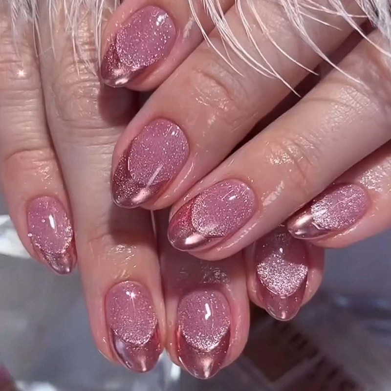 Hkanlre Uñas Postizas De Color Rosa Con Cobertura Total, Uñas
