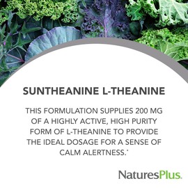 Natures Plus PRO Suntheanine L-Theanine - 60 Capsules - Supports Calm Alertness, Healthy Relaxation & Improved Rest - Non-GMO, Vegan & Gluten Free - 60 Servings