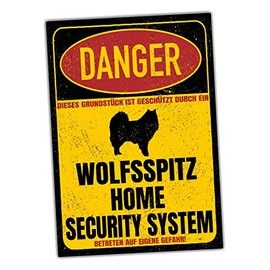 Wolfsspitz Keeshond Sign Danger Security System Door Sign Dog Sign Warning Sign Dog Caution Safety Sign Dog Private Property Dog Warning Warning of Dog