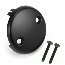 Bathtub Overflow Drain Cover 3-1/8 Inch Two Hole Tub Overflow Face Plate with Mounting Screws Black for Most Standard Bath Tub Drains