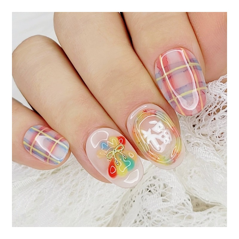  New Year's Lucky Bag Handmade Nail Tips - Square