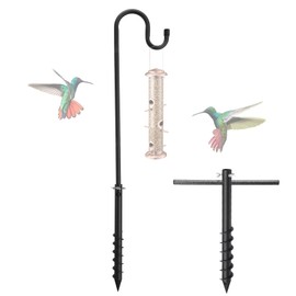 Bird Feeder Pole, 94" Shepherds Hooks for Outdoor Heavy Duty, Hummingbird Feeders Stand for Hanging Plants, Metal Shepherd Hook Hanger Stick with Stable Ground Anchor for Outside Garden Yard Wedding