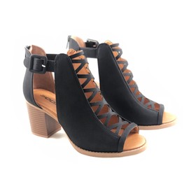 Soda Aran Topshoe Avenue Womens Fahsoin Open Toe Heel Sandal (7 M US, Black NBPU)