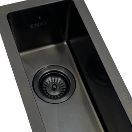 ENKI, SA021, Kitchen Sink Strainer Basket Waste Overflow Pipe Single 1.0 One Bowl Kitchen Sinks, Gunmetal Grey