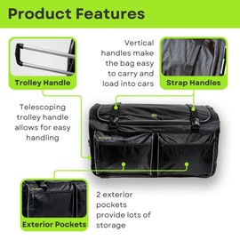 Ecogear Dance Bag with Garment Rack, 28 Inch Rolling Duffel Ideal for Dance Competition & Travel, Wheeled Upright Luggage with Easy-assembly Lightweight Aluminum Clothes Rack, Black/Gray