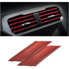 Pack of 20 Car Air Vent Decoration, Car Styling Ventilation Grille Trim, Car Accessories Interior, Multicoloured Decorative Strips for Most Air Vents (Red)