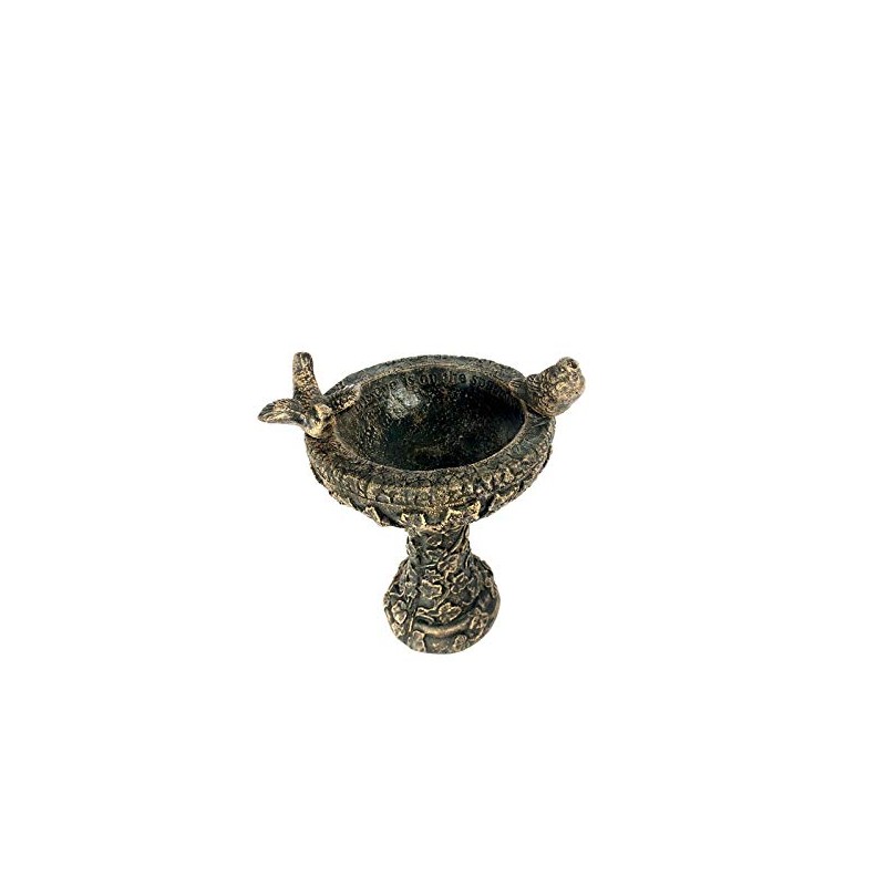 Solid Rock Stoneworks Eye on Sparrow Birdbath- 15in Tall- Autumn