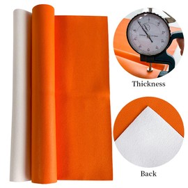 XHT 30x135cm Lychee Texture Solid Color Faux Leather Soft PU Vinyl Synthetic Leather for Earrings Bows Craft Making (Orange)