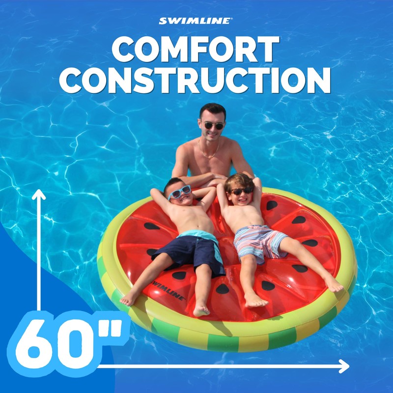 Swimline Watermelon Slice Floating Pool Island Red/Green 60'' Diameter