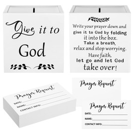 Chunful Wood Prayer Box with 100 Prayer Request Cards Bulk 6.3 Inch Give It to God Wooden Distressed Box Church Bible Christian Gift for Easter First Communion Women Men Sunday School Classroom