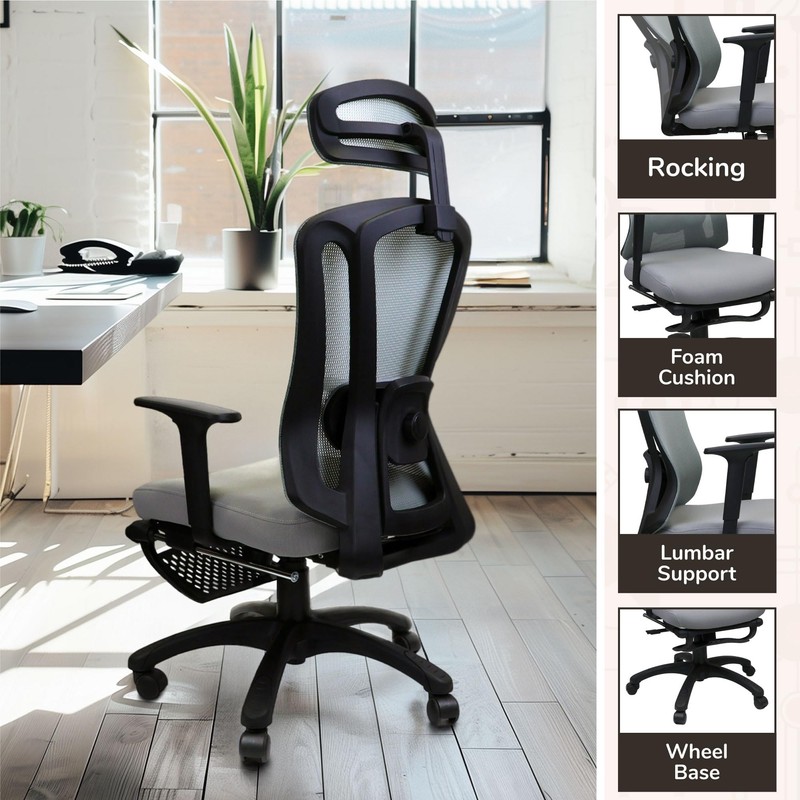BambooMN Ergo Modo Office Chair - Mineral/Black