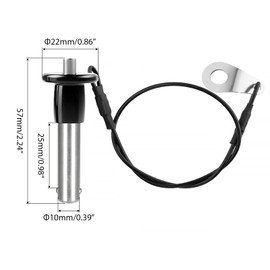 ZOWZEA 304 Stainless Steel Quick Release Pin 0.39 Inch(10mm) Diameter Ball Locking Pin with Push Button Lanyard Cable Usable Length 0.98"(25mm)