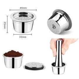 #N/A Reusable Stainless Steel Capsules, Refillable Pod Compatible Fit for ALDI Expressi K-fee Coffee Machines - 3Pcs Set