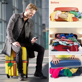 Luggage Straps for Suitcases TSA Approved with 2 Tags Set, Travel Luggage Identifiers for Suitcase 4Pack, 2 Rainbow Luggage Belts & 2 Silicone Tags