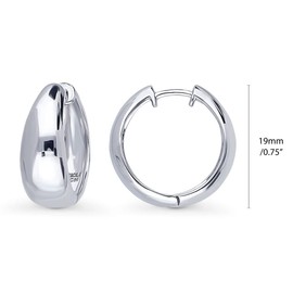 BERRICLE Sterling Silver Dome Medium Fashion Hoop Earrings for Women 0.75 inch, Rhodium Plated