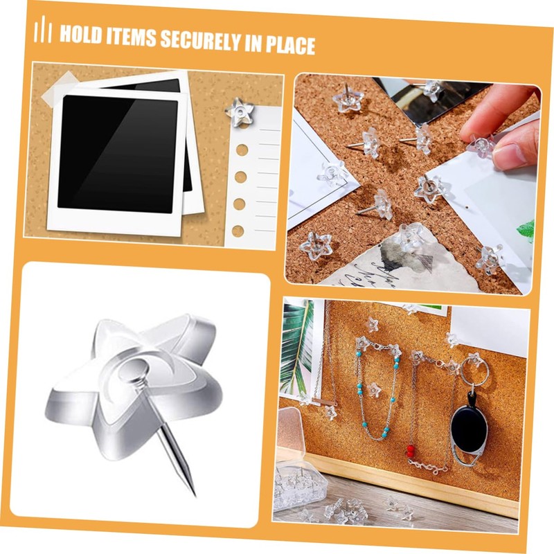 Operitacx Star Push Pins for Cork Board 50pcs Decorative Nails