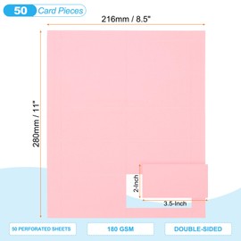 PATIKIL 3.5"x2" Printable Business Cards, 500 Cards Perforated Card Stock Paper for Laser and Inkjet Printer 180gsm, 500Pcs 50 Sheets, Pink