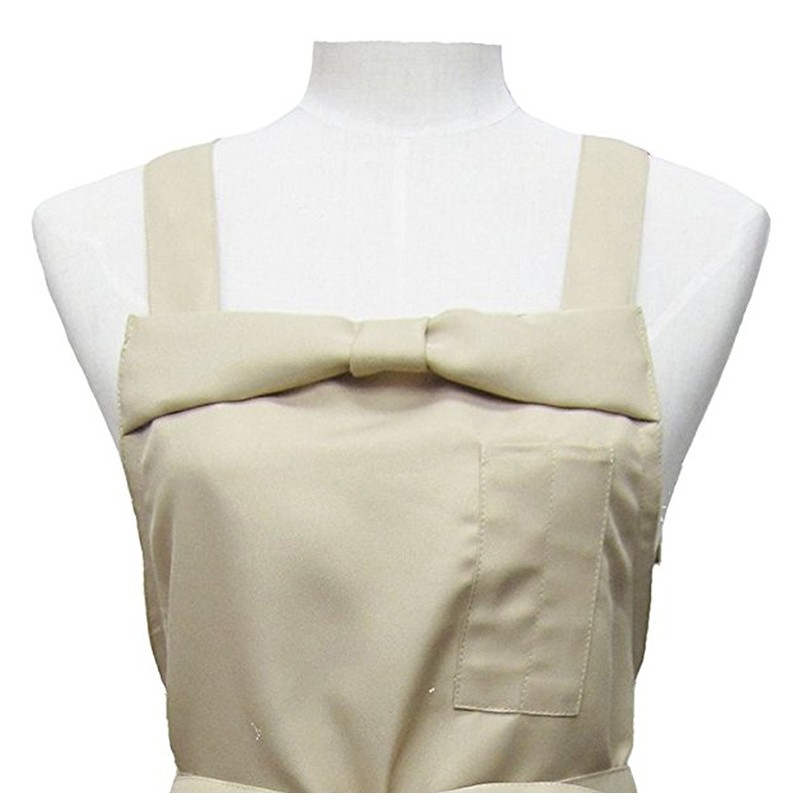 TO186 Cute Stylish Women's Ribbon Apron Beige, beige