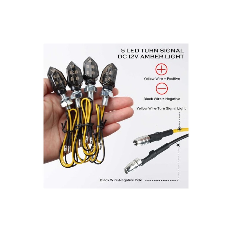 Pack of 4 Motorcycle Indicators 12 V LED with E