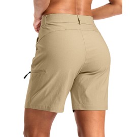 G Gradual Women's 7" Hiking Cargo Shorts Quick Dry Lightweight Golf Outdoor Work Summer Travel Shorts with Pockets(Grey Khaki,L)