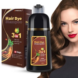 MEIDU Hair Dye Shampoo 3 in 1,Herbal Ingredients,Contains Ginseng Extract,Can cover gray hairs,Natural Haircoloring,Plant Haircare,black hairdye Salon - Color: Dark Brown