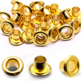 YiiSeeJo 200 Pcs 1/8 Inch (3mm) ID Grommets Eyelets, Metal Grommet Kit Hole Self Backing Eyelet for DIY Holster, Sheath Making, Clothes (Gold)