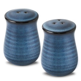 Farmhouse Ceramic Salt and Pepper Shakers Set, Tikooere Blue Vintage Rustic Salt Shakers of 2 for Kitchen and Restaurant Decor, Porcelain Spice Shaker for Compact Cooking,Travel,BBQ