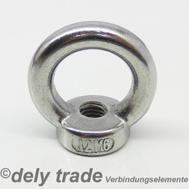 Pack of 10 Ring Nuts M6 Cast and Polished Similar to DIN 582 Stainless Steel A2